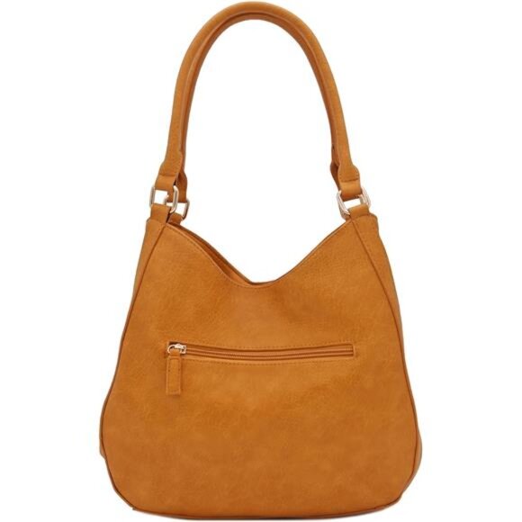 Lightweight 3 Compartment Faux Leather Medium Hobo Bag - Picture 4 of 7
